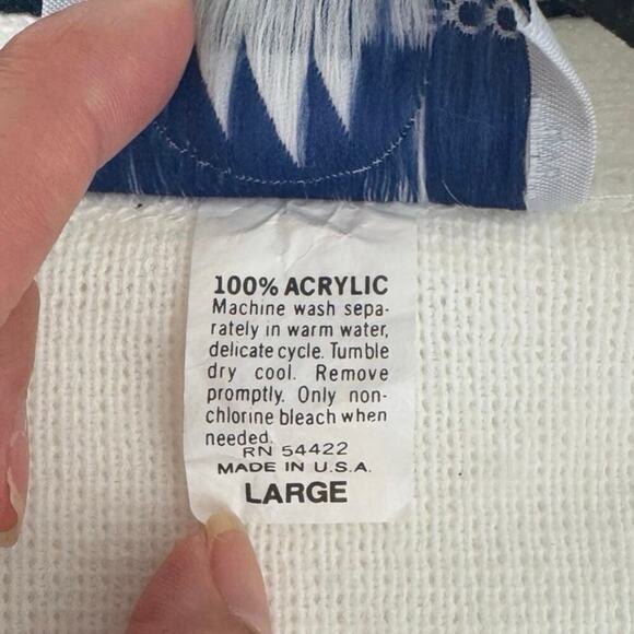 Vintage Varsity Cardigan In White Navy Stripes Size Large Preppy Office Siren - Picture 4 of 7